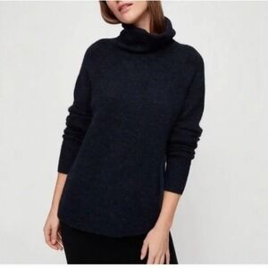 Babaton Artizia Wool Alpaca Plutarch Turtleneck Sweater Black‎ Minimalist Size S